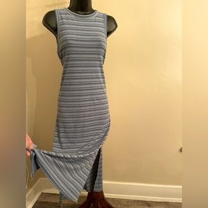 Loft Outlet blue striped midi dress
